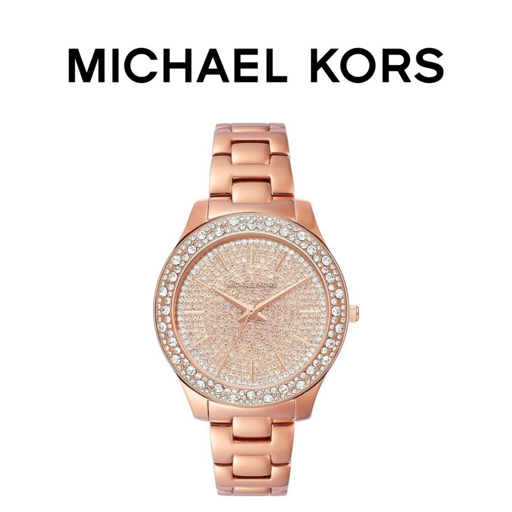 New!! MICHAEL KORS- Women's Liliane Three-Hand Rose Gold-Tone Stainless Steel